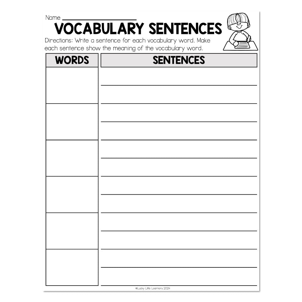 vocab words in sentences