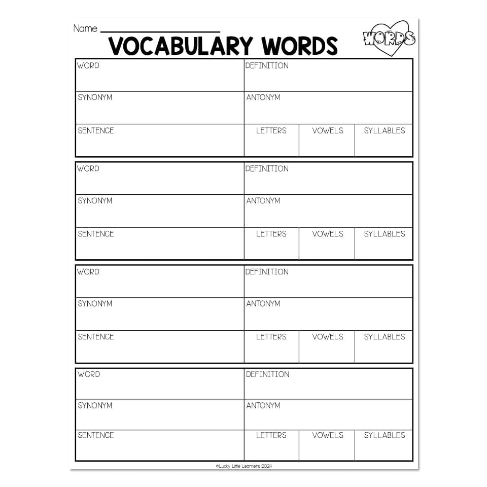 vocabulary activity sheets​
