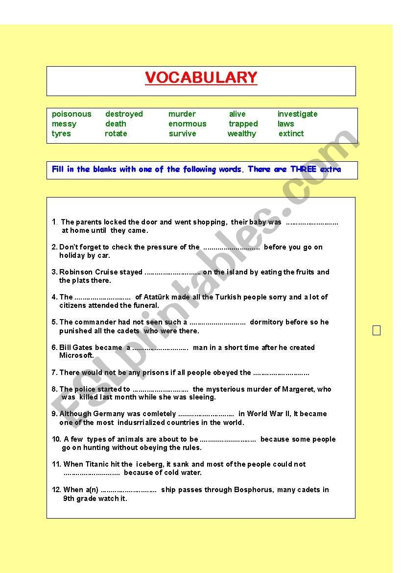 vocabulary exercises for adults