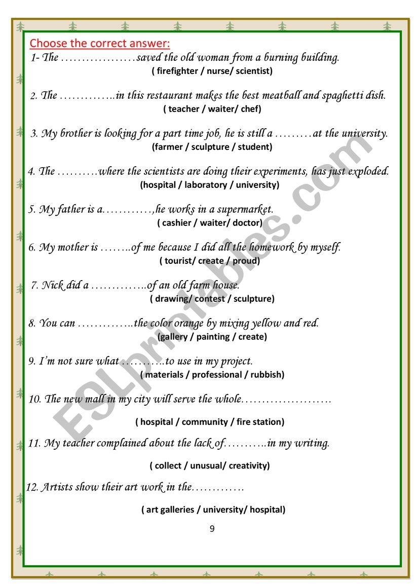 Vocabulary Exercises ESL Worksheet By Nohamohamed15