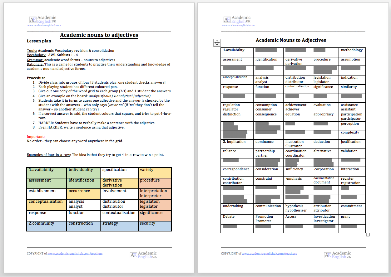 academic vocabulary list pdf