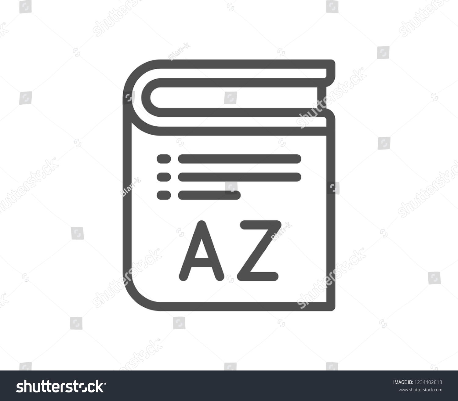 Vocabulary Line Icon Book Glossary Sign Stock Illustration 1234402813 Shutterstock