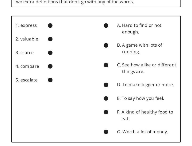 Vocabulary Matching Worksheet 1 My Worksheet Maker Create Your