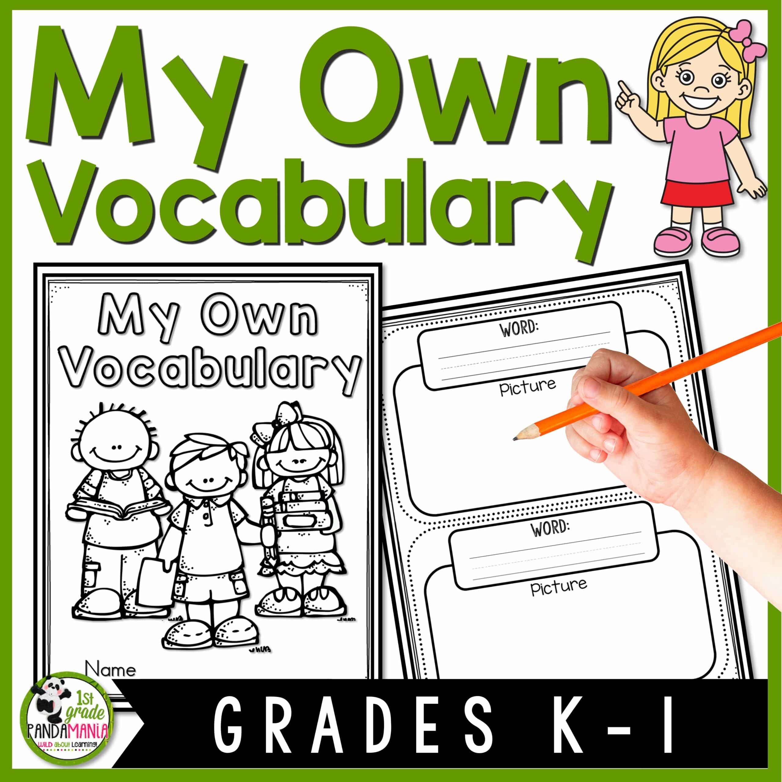 Vocabulary Notebook For Kindergarten And 1st Grade 1st Grade Pandamania