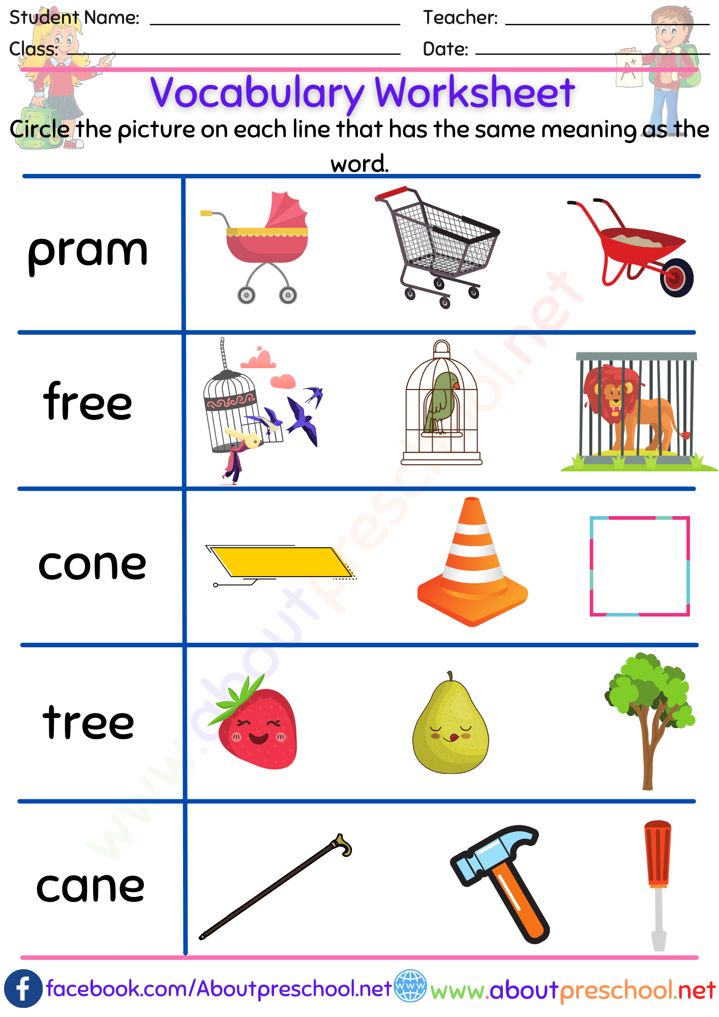 vocabulary practice worksheets