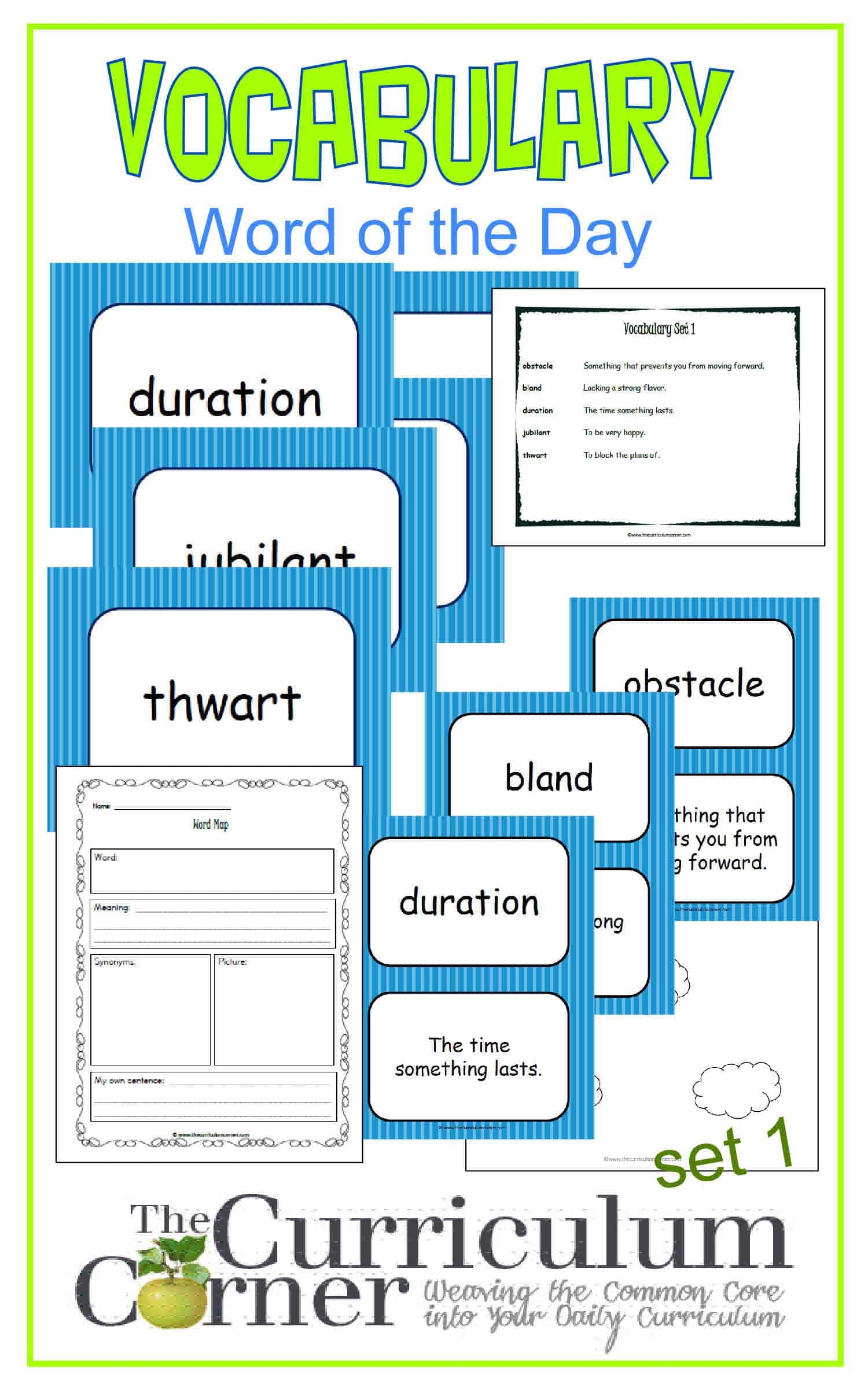 Vocabulary Word Of The Day Set 1 The Curriculum Corner 4 5 6