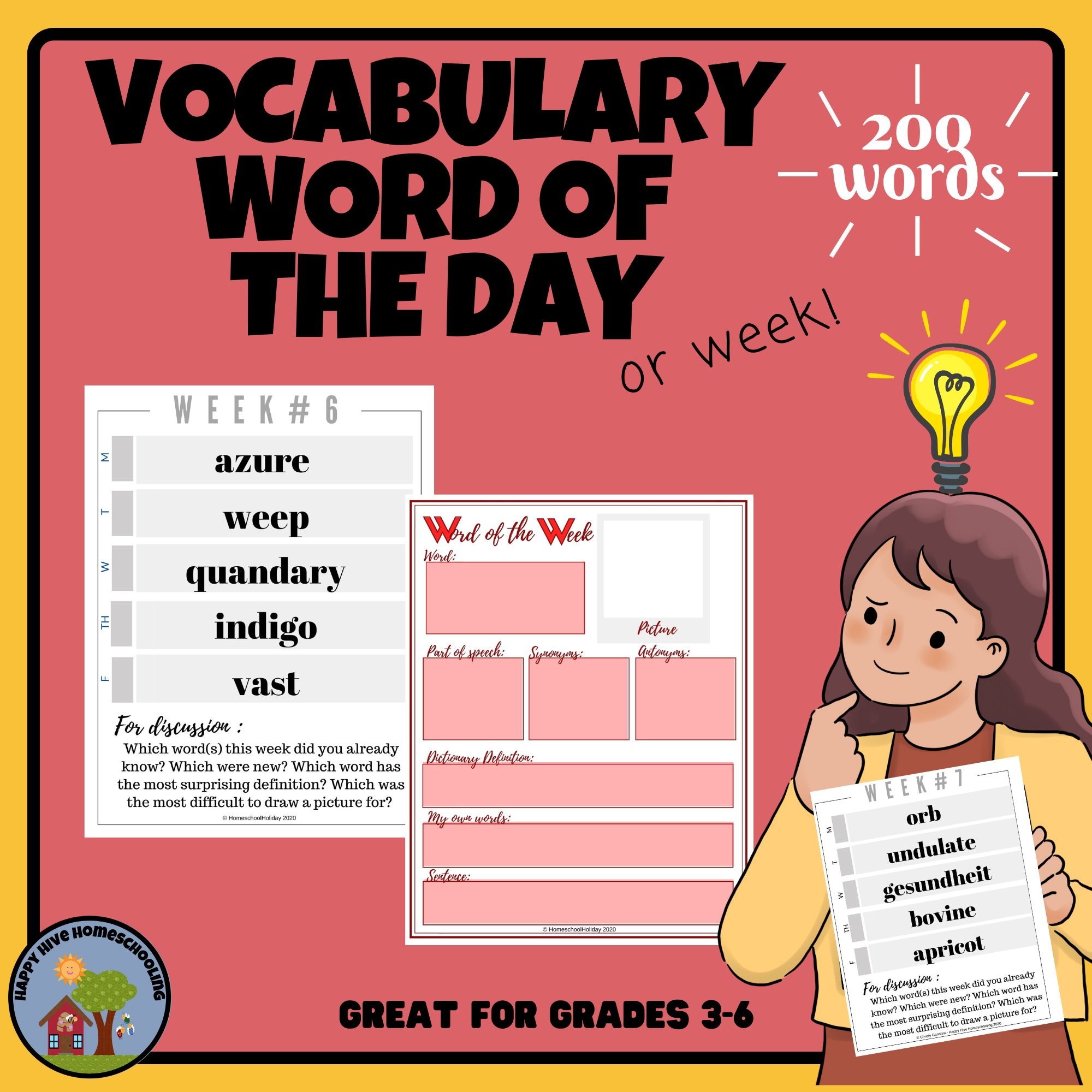 Vocabulary Word Of The Day Week Happy Hive Homeschooling