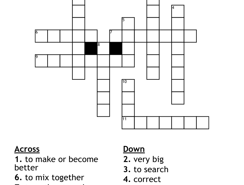 Vocabulary Words Crossword Puzzle 1 WordMint