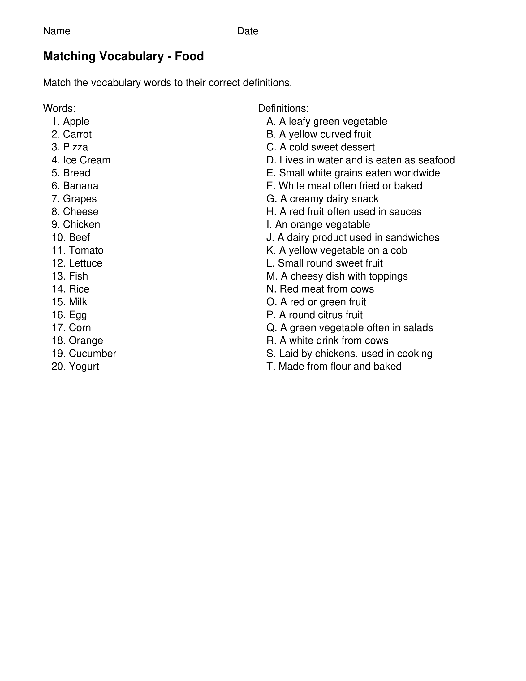 1st grade vocabulary words