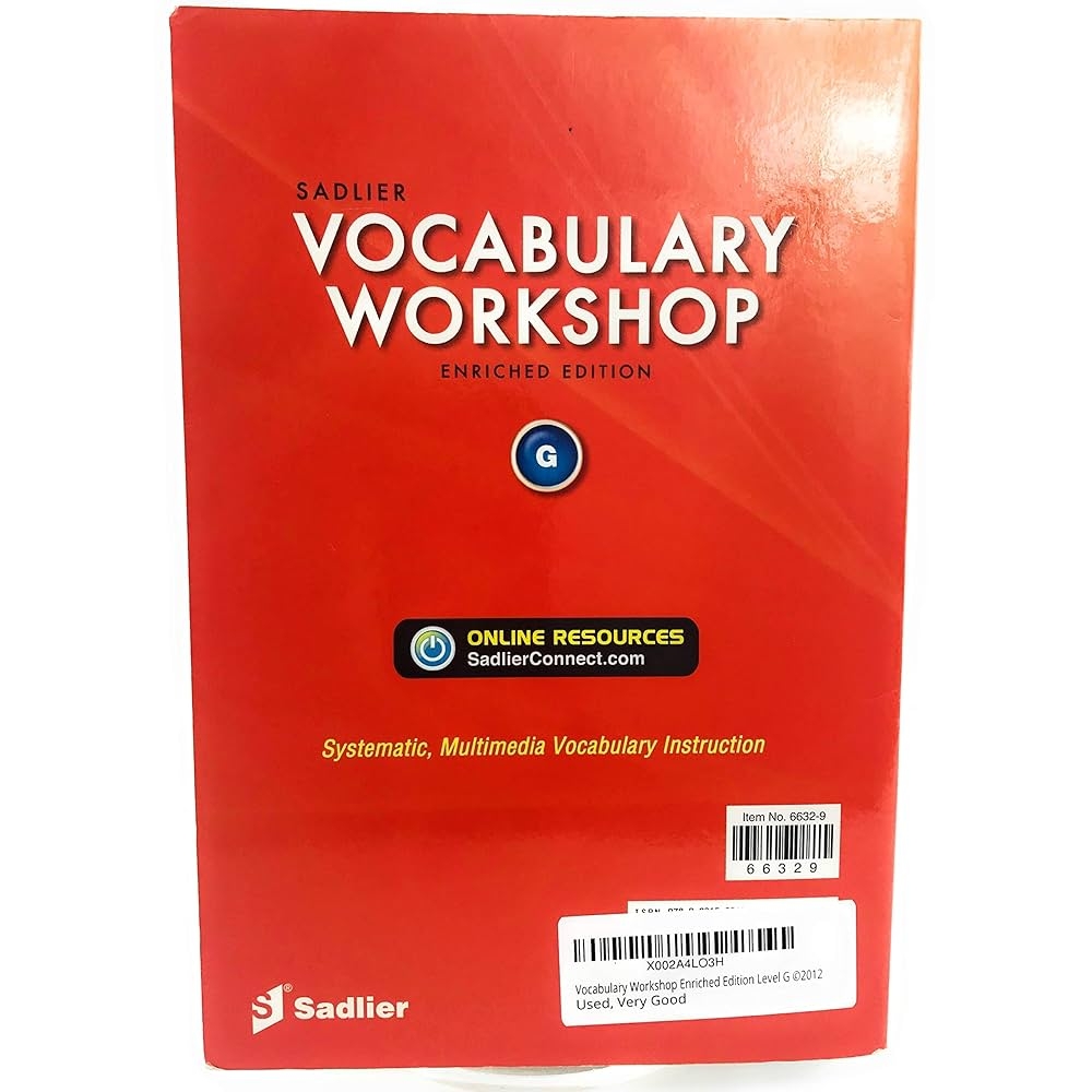 Vocabulary Workshop Enriched Edition Level G 2012 Jerome Shostak 9780821580127 Amazon Books