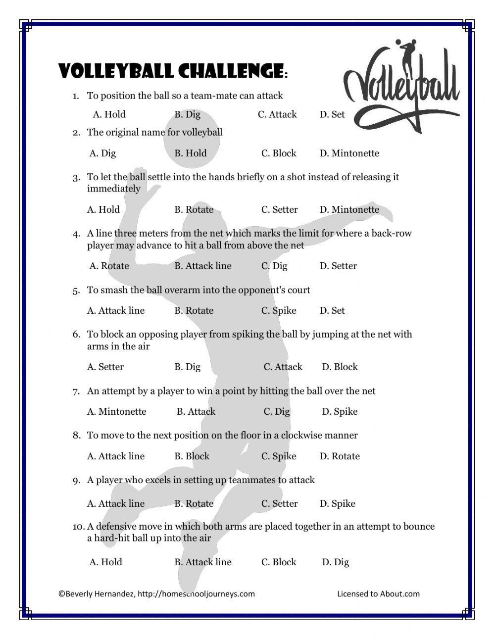 Volleyball Challenge Worksheet Live Worksheets Worksheets Library