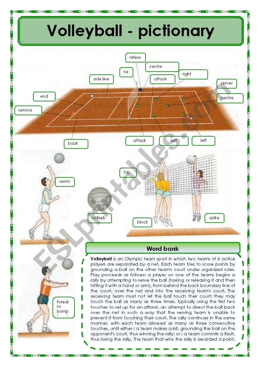 Volleyball Pictionary ESL Worksheet By Oppilif
