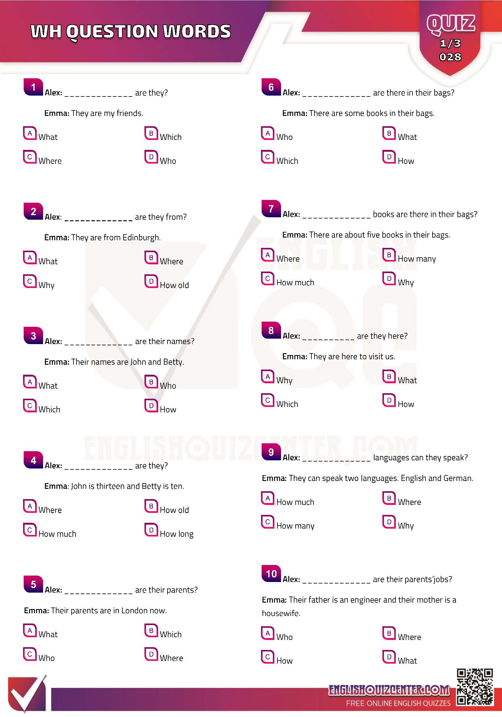 10 question quiz multiple choice