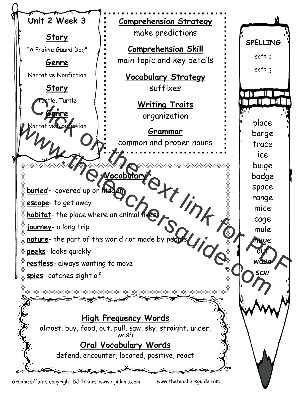 Wonders Second Grade Unit Two Week Three Printouts