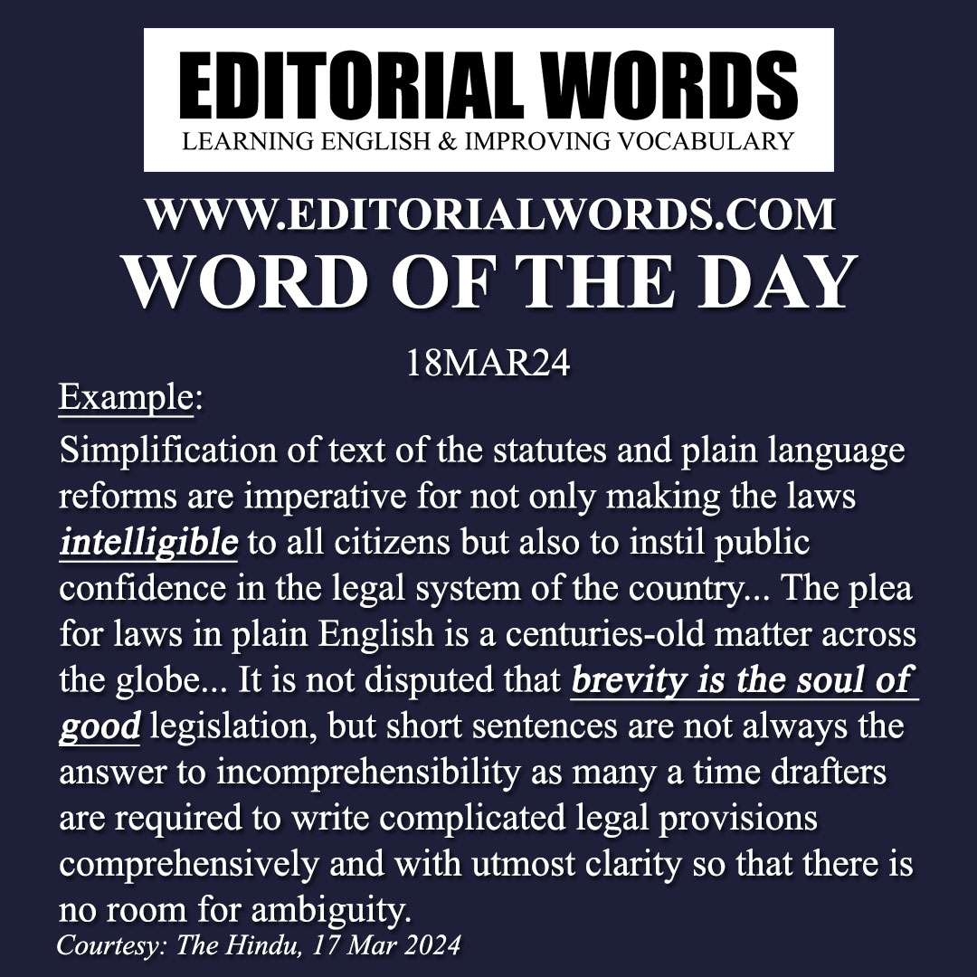 Word Of The Day intelligible 18MAR24 Editorial Words