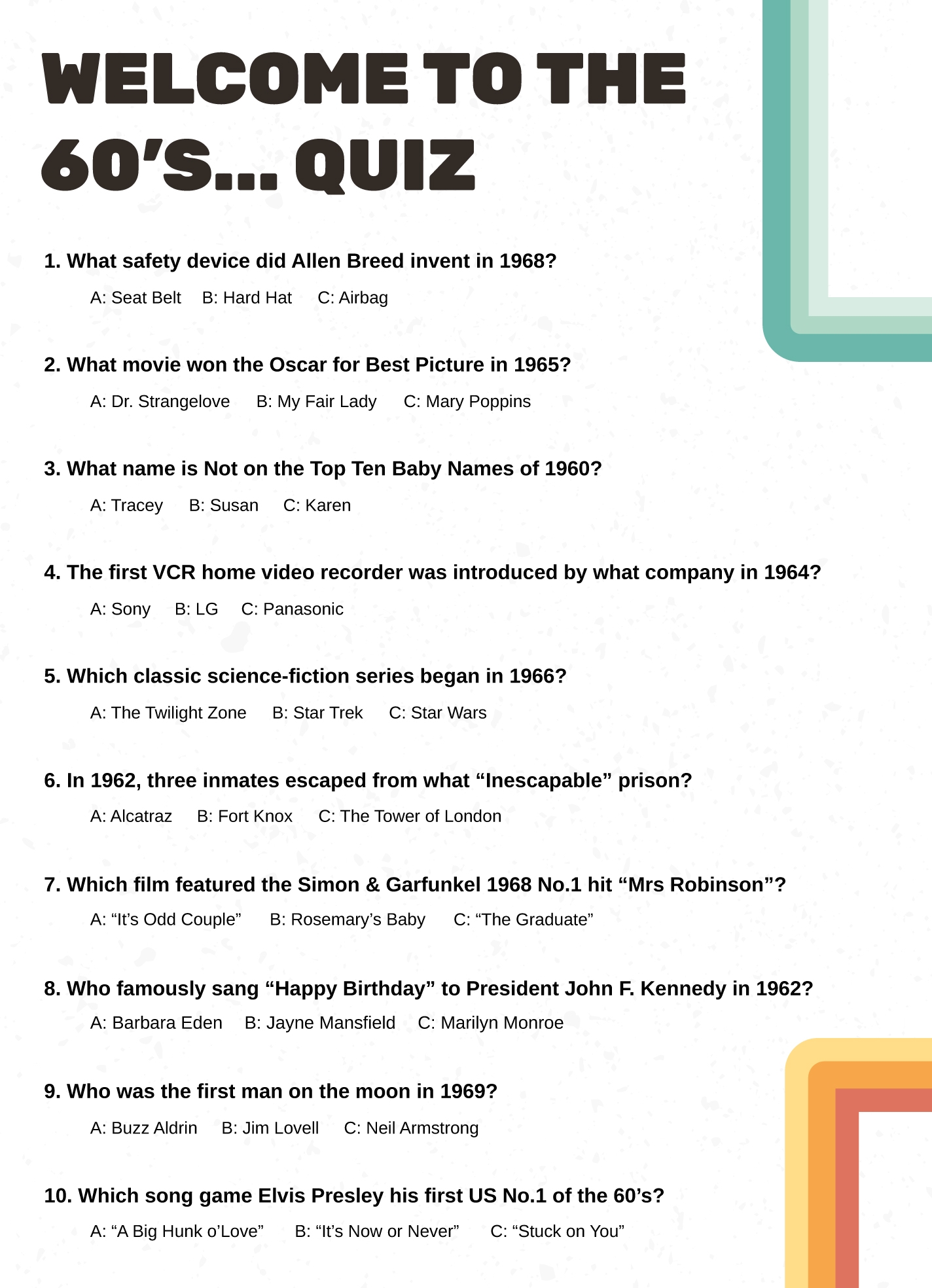 Word Quiz Free Google Docs Template Gdoc io