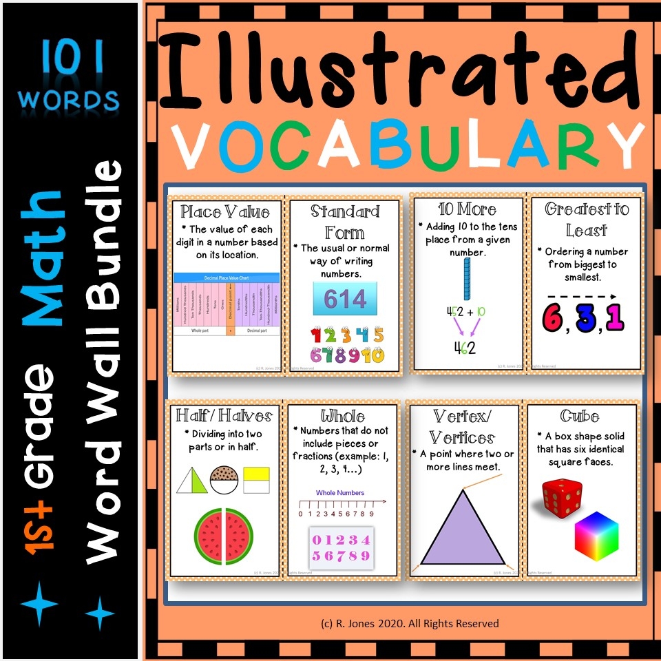 Word Wall Vocabulary Posters 1st Grade All Math Units 101 Words Classful