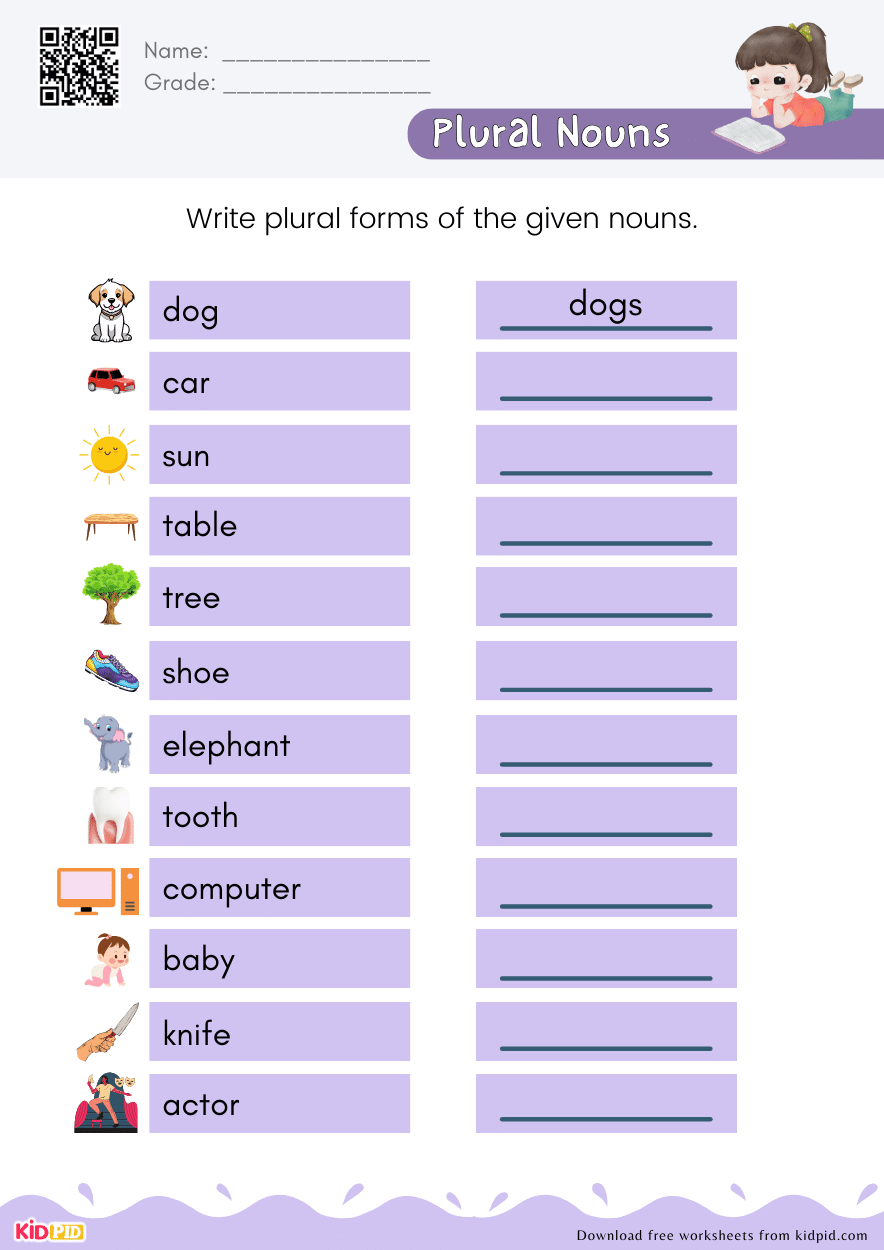 Write Plural Forms Noun English Worksheet Kidpid