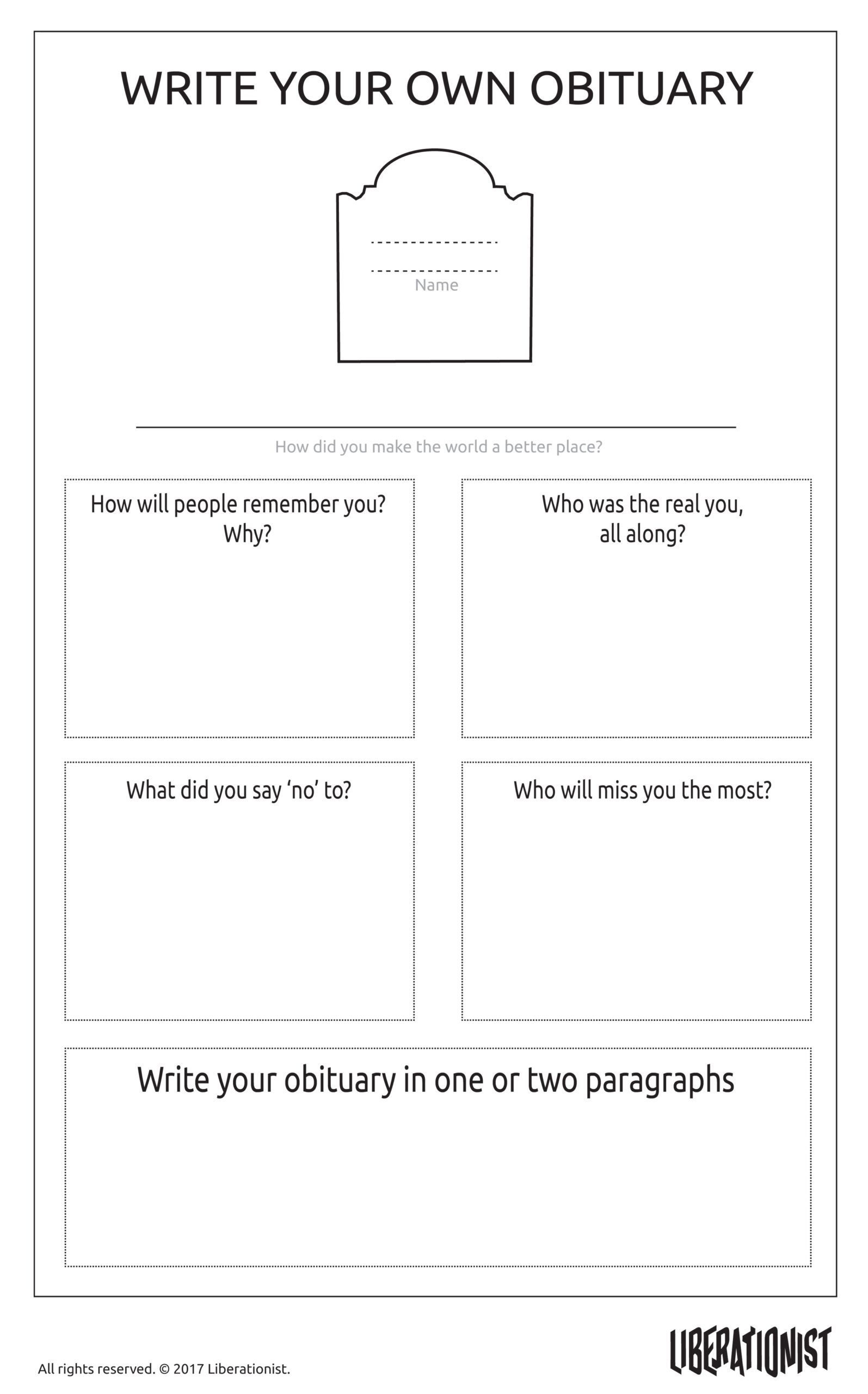Write Your Own Obituary Exercise By Gustavo Razzetti