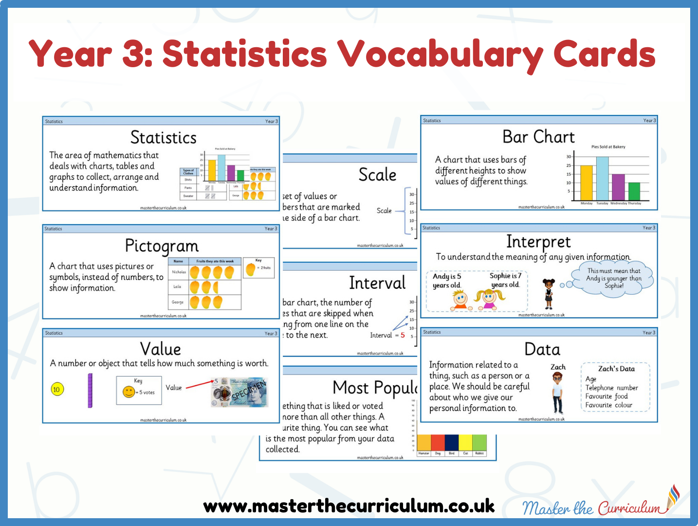 Year 3 Statistics Vocabulary And Assessment Master The Curriculum