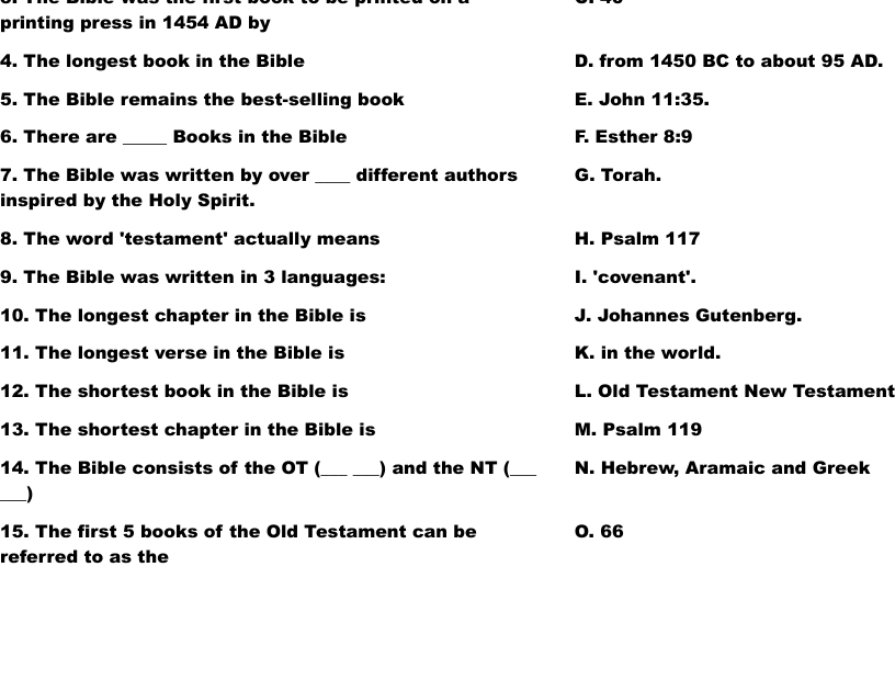 Youth Bible Trivia Questions 10 Free PDF Printables Printablee Worksheets Library