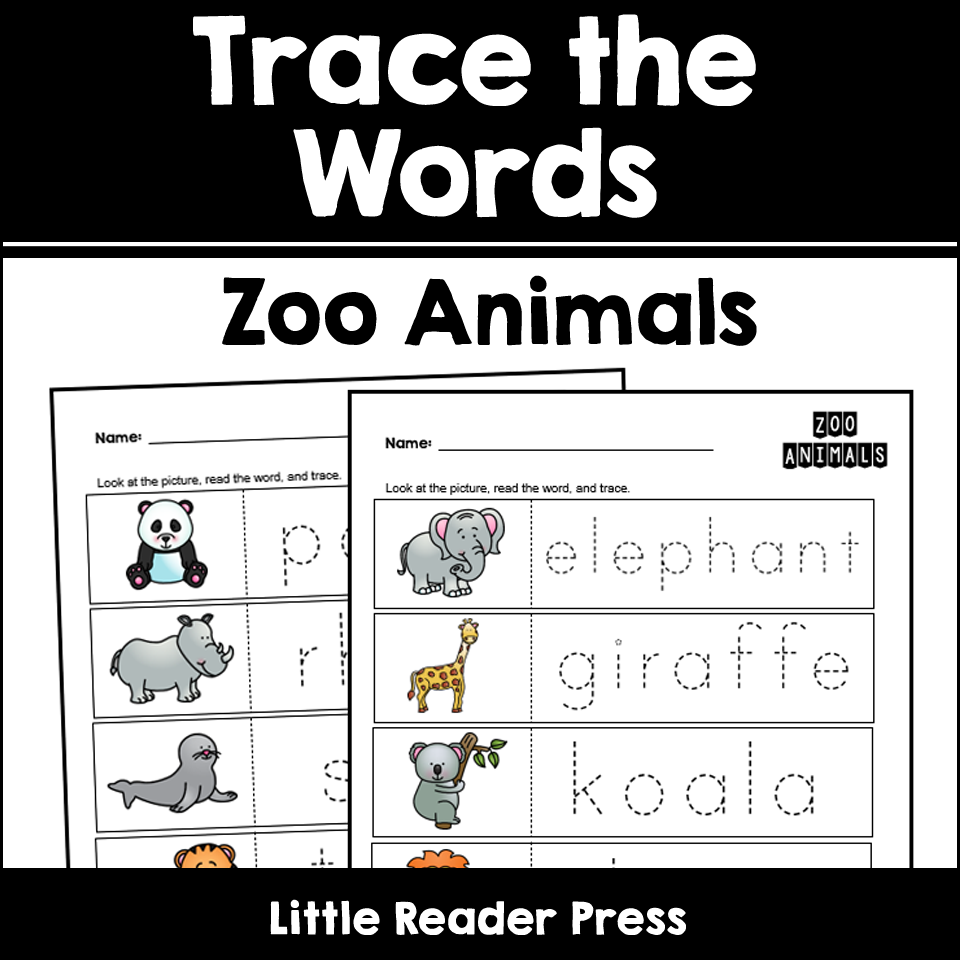 Zoo Animals Trace The Words Worksheets